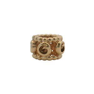 Retired Pandora Solid 14kt Yellow Gold Ring of Roses Spacer Charm